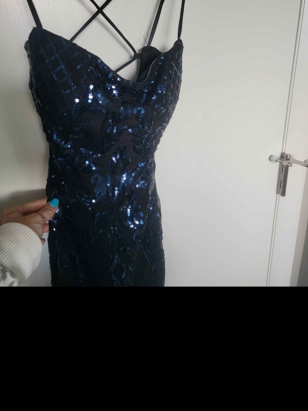 Windsor Strappy Navy Sequin Evening Dress